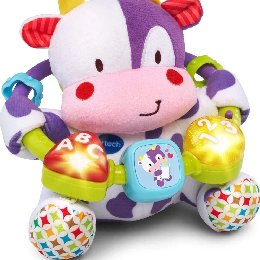 Vtech Purple and Yellow Learning Cow Toy with Rattles
